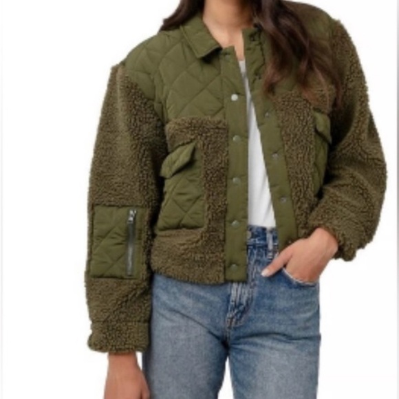 Rails Jackets & Blazers - Rails Olive Quilted and Sherpa Jacket